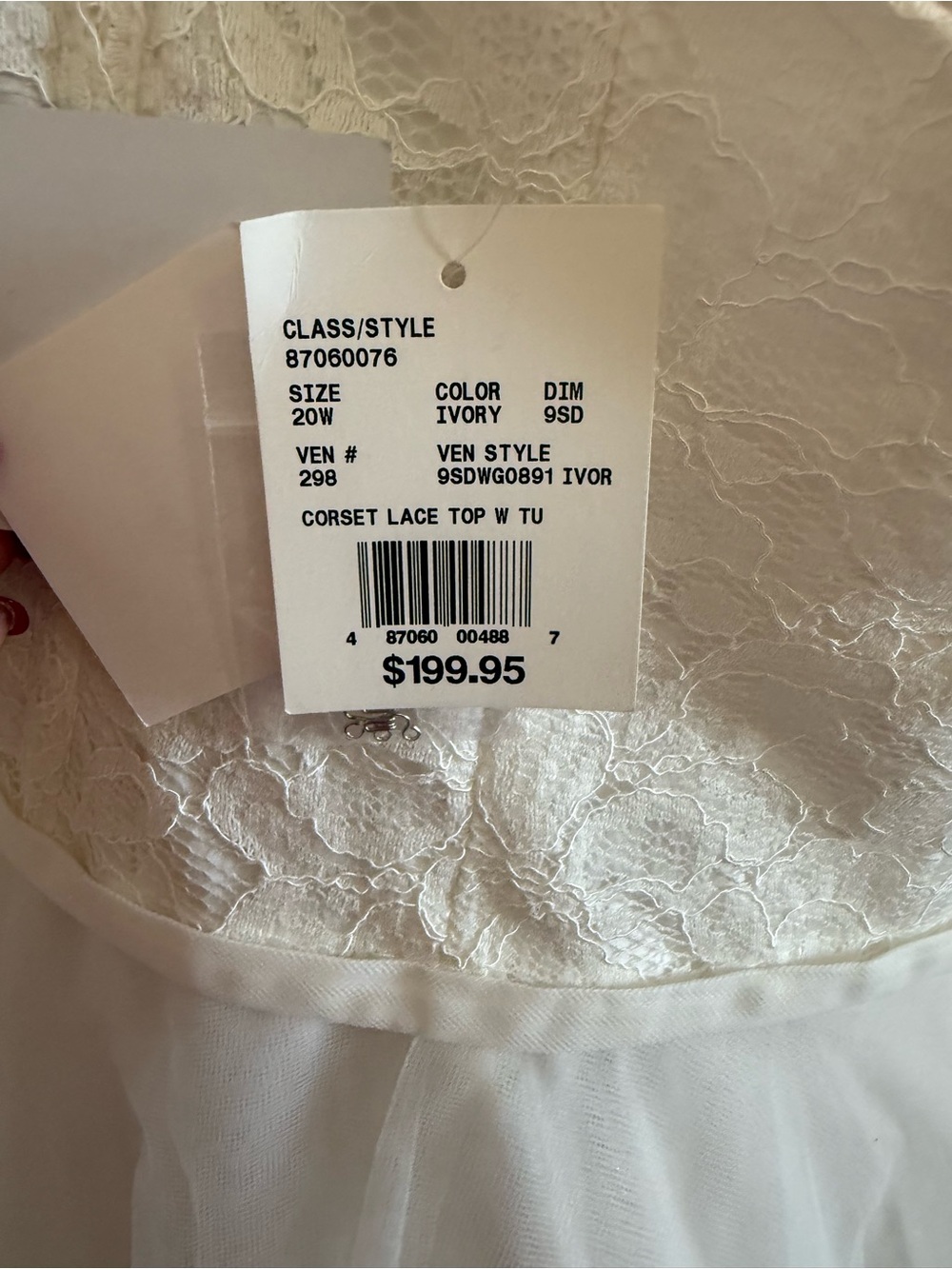 David's Bridal White Strapless Lace Sweetheart Tulle Midi Dress - Picture 5 of 7